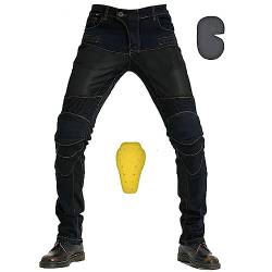 YuanDiann Motorradhose Sommer Atmungsaktiv Motorrad Jeans Stretch Herren Textil Jeanshose mit Protektoren Schwarz L von YuanDiann