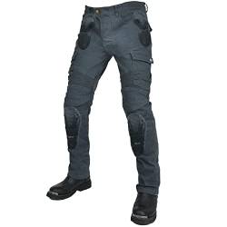 YuanDiann Motorradhose wasserdichte Motorrad Jeans Stretch Herren Textil Jeanshose mit Verbesserter Protektoren Grau L von YuanDiann