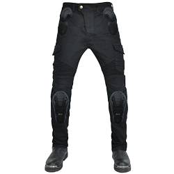 YuanDiann Motorradhose wasserdichte Motorrad Jeans Stretch Herren Textil Jeanshose mit Verbesserter Protektoren Schwarz XXL von YuanDiann