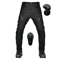 YuanDiann Motorradhose wasserdichte Winddicht Einstellbar Herren Textil Motorrad Bikerhose mit Verbesserter Protektoren Schwarz L von YuanDiann