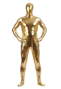 Yuanu Unisex Reine Farbe Beschichtung Adhesive All Inclusive Ganzkörperanzug Cosplay Bühnen Performance Zentai Onesies Gold 2XL von Yuanu