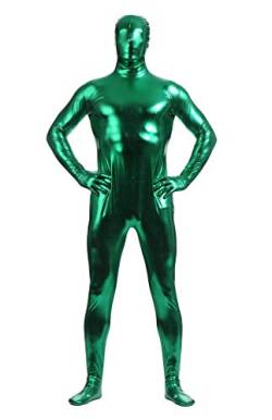 Yuanu Unisex Reine Farbe Beschichtung Adhesive All Inclusive Ganzkörperanzug Cosplay Bühnen Performance Zentai Onesies Grün 3XL von Yuanu