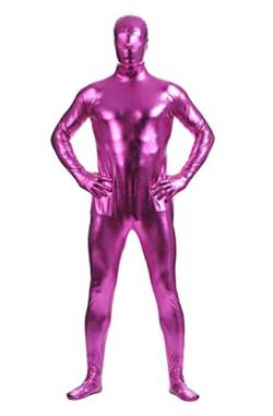 Yuanu Unisex Reine Farbe Beschichtung Adhesive All Inclusive Ganzkörperanzug Cosplay Bühnen Performance Zentai Onesies Rose Rot L von Yuanu