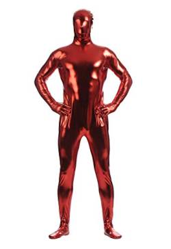 Yuanu Unisex Reine Farbe Beschichtung Adhesive All Inclusive Ganzkörperanzug Cosplay Bühnen Performance Zentai Onesies Rot L von Yuanu