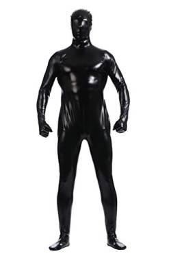 Yuanu Unisex Reine Farbe Beschichtung Adhesive All Inclusive Ganzkörperanzug Cosplay Bühnen Performance Zentai Onesies Schwarz 3XL von Yuanu