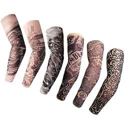 Yuccer 6 PCS Tattoo Ärmel Gefälschte Tattoo Sleeve aus Nylon für Männer Damen Herren Temporäre Tatoo Armstrümpfe Tattoo UV Schutz (Erwachsener A Set) von Yuccer