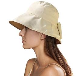 Yuccer Sonnenhut Damen Sommerhut UV Schutz Faltbar Fischerhut Strandhut Anglerhut Bucket Hat Damen Sommer Breite Krempe für Gartenarbeit Wandern Reisen Angeln von Yuccer