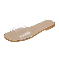 Yuchen Sommer Hausschuhe Damen transparente flache Sandalen mit niedrigen Absätzen Outdoor-Mode offene Sandalen Hausschuhe (36 EU, Rosa, numeric_36) von Yuchen