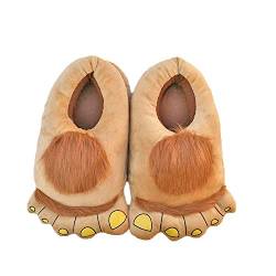 Yuchen Unisex Hobbit Fuß Plüsch Hausschuhe Winter Komfortable Erwachsene Warm Baumwolle Hausschuhe (36-42 EU, Khaki, 36) von Yuchen