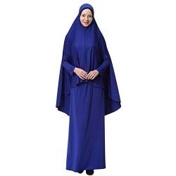 Yudesun Muslimische Kleider Islamische Kleidung - Damen Ganzkörperansicht Länge Hijab Robe Anzug Abaya Schal Gebet Kaftan Bademäntel Kleid,Blau,XL von Yudesun