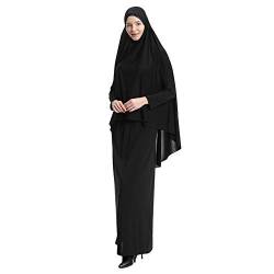 Yudesun Muslimische Kleider Islamische Kleidung - Damen Ganzkörperansicht Länge Hijab Robe Anzug Abaya Schal Gebet Kaftan Bademäntel Kleid,Schwarz,XL von Yudesun