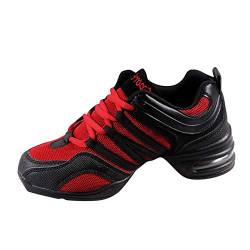 Yudesun Schuhe Sport Outdoor Tanzschuhe Damen - Mesh Lace Up Schuh Freizeit Training Sneaker Laufschuhe Modern Tanz Jazz Tango Gymnastik Sportschuhe Rot (Schuhe sind Kleiner) von Yudesun