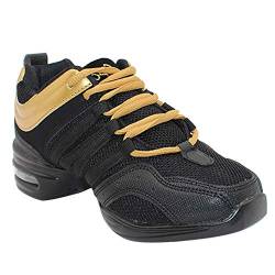 Yudesun Schuhe Sport Outdoor Tanzschuhe Damen - Mode Mesh Lace Up Schuh Freizeit Training Sneaker Laufschuhe Modern Tanz Jazz Tango Gymnastik Sportschuhe Gold (Schuhe sind Kleiner) von Yudesun