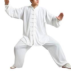 Yudesun Uniformen Kampfsport Baumwolle Chinoiserie - Herren Frauen Sets Traditionell Kleidung Shaolin Kung Fu Wing Chun Taekwondo Trainingskleidung Weiß XXXL von Yudesun
