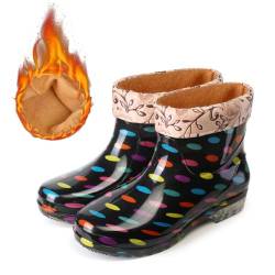 Gefütterte Gummistiefel Damen Herren Kurze-Regenstiefel für Damen, Kristall-Blumenmuster, Modische Gummischuhe, Baumwolle, Langlebige Rutschfest zum Hineinschlüpfen kurze Wasserstiefel (Yellow, 37) von Yudiega