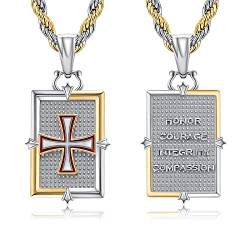 YueYuan Orthodoxe Kreuz-Halskette für Männer 925er-Sterlingsilber Kreuz Halskette geschnitzter Anhänger Ehre Mut Integrität Mitgefühl religiöser Schmuck Geschenke für Abschluss Geburtstag von YueYuan