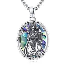 YueYuan Santa Muerte Halskette Herren Damen 925 Sterling Silber Santa Muerte Kette für Männer Frauen Heiliger Todesgrim Reaper Anhänger Schutzpatron Amulett Schmuckgeschenke von YueYuan