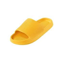 Damen Hausschuhe Herren Super Weich Schuhe Sandalen rutschfeste Badeschuhe Bequem Badelatschen Eva Badeschlappen Cozy Slides Slippers Unisex Schlappen (Yellow-a, 36-37) von YueYue