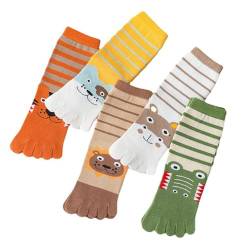 5 Paar Kinder Zehensocken Fünf- Finger- Socken Niedliche Tiermuster Socken Atmungsaktive Baumwollsocken Neuheit Laufsport Socken Thermische Warme Socken für Kinder Jungen Mädchen Winter Xmas von Yuehuamech