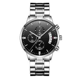 Yuehuamech Herren Chronograph Uhr Armbanduhr Quarzuhr Wasserdicht Business Armbanduhr Edelstahl Uhrenarmband Tag Datum Funktion für Männer Formal Casual Geschenk von Yuehuamech