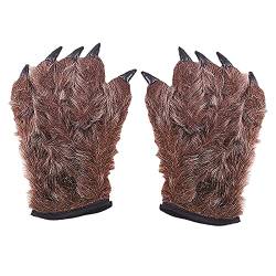 Halloween Deko Werwolf Handschuhe Kostüm Für Erwachsene Damen Herren, Wolf Deko Werwolf Werwolf Klauen Mit Plüschhaar Kostümzubehör Cosplay Partyzubehör Für Halloween Kostümparty Cosplay Fasching von Yuemei