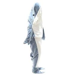 Yuepin Hai-Decke für Erwachsene, Hai-Decke, Kapuzenpullover, tragbare Hai-Decke für Erwachsene, Hai-Schlafsack, Hai-Kostüm, Onesies (Large, Grau) von Yuepin