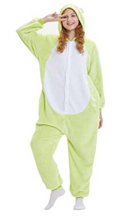 Yuepin Unisex Adult Pyjamas Cosplay Kostüm Tier Schlafanzug Onesies Nachtwäsche Jumpsuit Christmas Halloween Clothes (Frosch, XL) von Yuepin