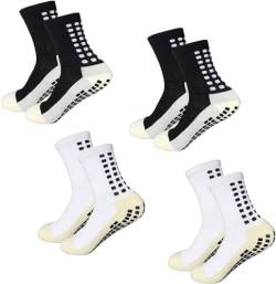 Yufree Grip-Fußballsocken, rutschfest, für Herren, für Fußball, Basketball, Sport, 4 Paar, Schwarz Weiß, Einheitsgr��e von Yufree