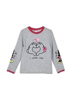 Minnie Mouse I Love You Kinder Mädchen Lonsleeve Langarmshirt T-Shirt, Farbe:Grau, Größe Kids:104 von Yuhu.kids
