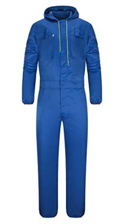 Yukirtiq Herren Baumwolle Arbeitsoverall Latzhose Arbeitskleidung mit vielen Taschen Arbeitskleidung für Handwerker, Blau, L von Yukirtiq