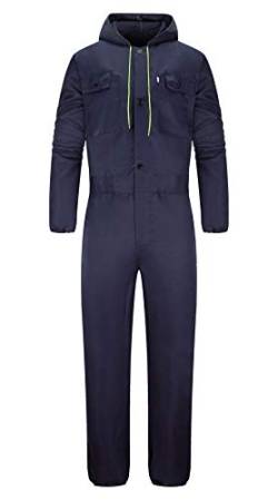 Yukirtiq Herren Baumwolle Arbeitsoverall Latzhose Arbeitskleidung mit vielen Taschen Arbeitskleidung für Handwerker, Navy Blau, L von Yukirtiq