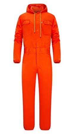 Yukirtiq Herren Baumwolle Arbeitsoverall Latzhose Arbeitskleidung mit vielen Taschen Arbeitskleidung für Handwerker, Orange, XXL von Yukirtiq