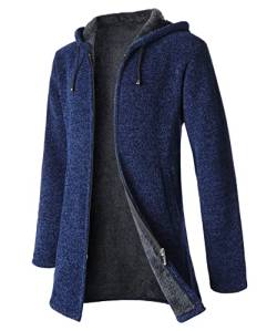 Yukirtiq Herren Cardigan Lang Strickjacke mit Kapuze Wintermantel Fleecejacke Sweatjacke Langarm Strickjacken Männer Winterjacke Trachtenjacke von Yukirtiq