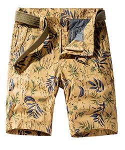 Yukirtiq Herren Cargo Shorts mit Multi Taschen Slim-Fit Kurze Hose Bermuda Sommer Herrenshorts mit Gürtel Cargohose kurz Sommerhose von Yukirtiq