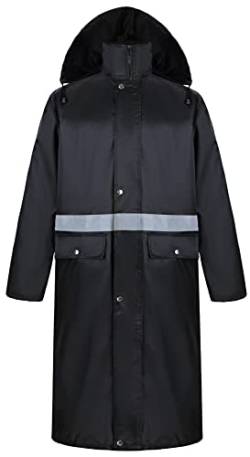 Yukirtiq Herren Regenjacke mit Kapuze Rain Poncho Lange Wasserdichte Freien Wiederverwendbare Rainjacke Leichter Aktiver Langer Regenmantel (Schwarz, XL, x_l) von Yukirtiq