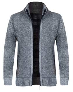 Yukirtiq Herren Slim Fit Cardigans mit Stehkragen Strickjacke Winter Männer Langarm Sweatjacke mit Reißverschluss Strick-Jacke Outdoor Cardigan von Yukirtiq