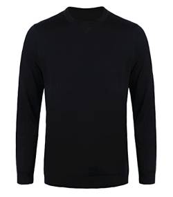 Yukirtiq Herren Strickpullover Basic Rundhalsausschnitt Sweatshirt Langarm Sweater Feinstrick unifarben Pullover Strickwaren von Yukirtiq