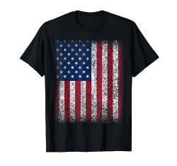 Amerikanische Flagge Patriotische USA Flagge Rot Weiß Blau Distressed T-Shirt von Yukon Bays