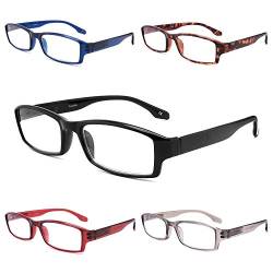 Yuluki 5er-pack Lesebrille Blaulichtfilter für Damen Herren Komfortables Rechteck Brille Federscharniere 1.5 von Yuluki