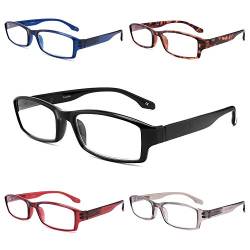 Yuluki 5er-pack Lesebrille Blaulichtfilter für Damen Herren Komfortables Rechteck Brille Federscharniere 2.25 von Yuluki