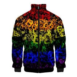 Yumenam Herren LGBT Gay Pride Sweatshirt 3D Gedruckter Regenbogen Langarm Reißverschluss Freizeitjacke Mantel Streetwear Outwear von Yumenam