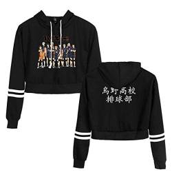 Yumenam Mädchen Haikyuu Volleyball Junior Hoodie Crop Tops Langarm Jumper Sweatshirt Cosplay Kapuzenpullover Kostüm Karasuno Kageyama Hinata Shyouyou Tobio von Yumenam