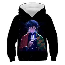 Yumenam Unisex Kinder Hoodie Tanjirou Nezuko Gedruckt Kapuzenpullover Sportbekleidung Halloween Cosplay Kostüm für Demon Slayer Anime Liebhaber Mädchen Jungen von Yumenam