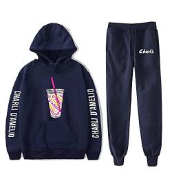 Yumenam Unisex The Hype House Traingsanzug Charli D'Amelio Hoodie Kapuzenpullover Lange Ärmel Sweatshirt + Sporthosen 2 Stück Sets Sportbekleidung Jogginganzug Yoga Outfit von Yumenam