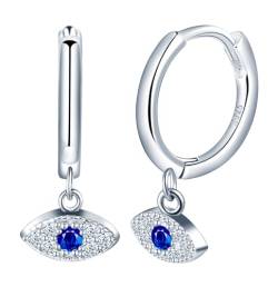 Damen Ohrstecker Ohrringe Böses Auge Kristall Ohrhänger Creolen Schutz Blaues Auge aus 925er Sterling Silber von Yumilok