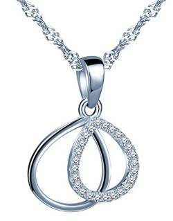 Yumilok 925 Sterling Silber Doppel Bewegliche Tropfen Anhänger Halskette Kette mit Anhänger für Damen Mädchen von Yumilok