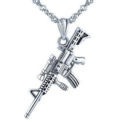 Yumilok 925 Sterling Silber Pistole Armee Gewehr Anhänger Halskette Kette mit Anhänger für Jungen Mädchen von Yumilok