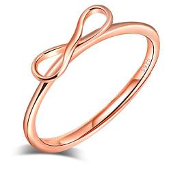 Yumilok Damen-Ring Einstellbar Jahrestag Ring Infinity Unendlichkeit Partnerringe Fingerring Midi Ring Vertrauensring Silber 925 für Frauen Mädchen Roségold von Yumilok