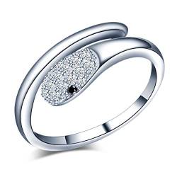 Yumilok Damen-Ring Einstellbar Jahrestag Ring Schlangen Ring Zirkonia Partnerringe Fingerring Midi Ring Vertrauensring Silber 925 für Frauen Mädchen von Yumilok