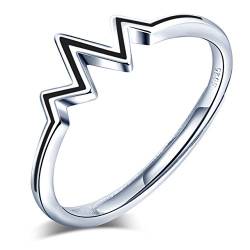 Yumilok Damen Ringe Einstellbar Öffnen mit Wellen Trendsymbol Jahrestag Ring Vertrauensring 925 Sterling Silber Geschenke für Frauen Mädchen von Yumilok